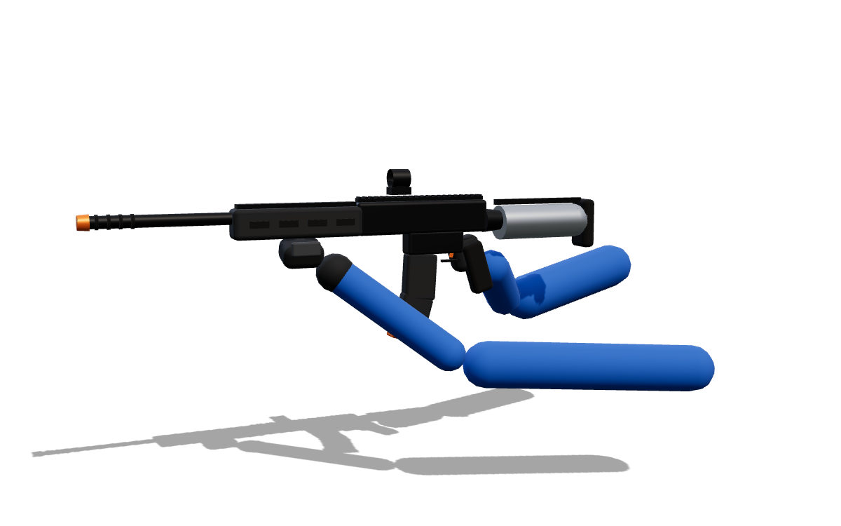 The marker with first-person arms: dark team-blue sleeves and black gloves.