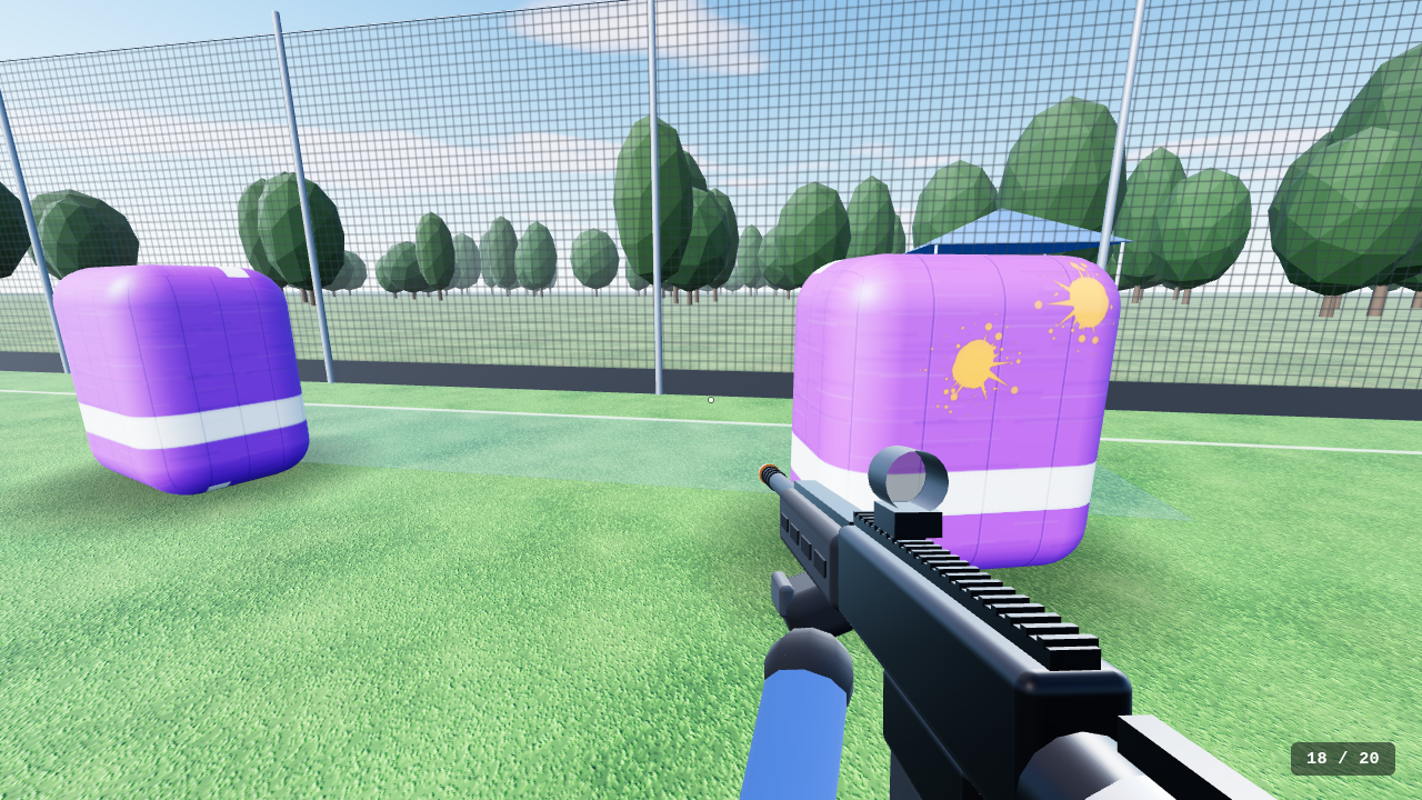 Splats wrap around curved bunkers and fade after 20 seconds.